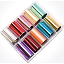 Pratik Ev 10'lu Parlak Düz Renk Tırnak Süsleme Folyosu Nail Art Transfer Folyo WNF-103