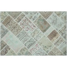 Apex Halı El Dokuması Patchwork Vintage Yün-Pamuk Bej Halı 22328 120 x 180 cm