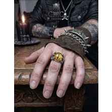 Pratik Ev Sarı Ayarlanabilir Gotik Göz Yüzük, Rock/metal Tarz, Rengi Solmaz, Ayarlanabilir Boyut, Gotik Tasarım