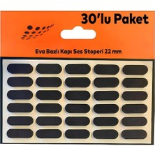 Pratik Ev Kapak, Siyah Eva Bazlı Darbe Ses Kapı Stoperi Keçe Yapışkanlı 22 mm (30'lu Paket) Dolap Çekmece Oval