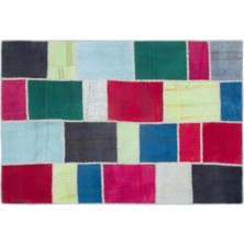 Apex Halı El Dokuması Patchwork Yün Pamuk Renkli Halı 156*227 cm