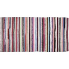 Apex Halı El Dokuması Vintage Yün-Pamuk Çizgili Çaput Halı 0983 178X360 cm