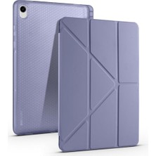 Pratik Ev Galaxy Tab S11 Uyumlu Mor Kılıf; Kalem Bölmesi ve Stand Içeren Tri-Folding Tablet Tasarımı