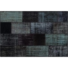 Apex Halı El Dokuması Patchwork Vintage Yün-Pamuk Siyah Halı 33162 120 x 180 cm