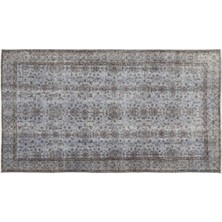 Apex Halı El Dokuması Vintage Yün-Pamuk Mavi Halı 12519 146 x 263 cm