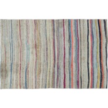 Apex Halı El Dokuması Vintage Yün-Pamuk Çizgili Çaput Halı 32398 151 x 230 cm