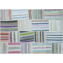Apex Halı El Dokuması Patchwork Vintage Yün-Pamuk Çizgili Halı 25403 160 x 222 cm