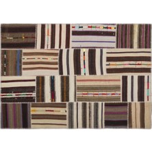 Apex Halı El Dokuması Patchwork Vintage Yün-Pamuk Çizgili Halı 2238 160 x 230 cm