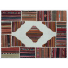 Apex Halı El Dokuması Patchwork Vintage Yün-Pamuk Naturel Halı 25164 130 x 180 cm