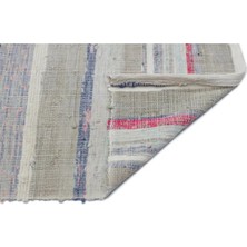 Apex Halı El Dokuması Vintage Yün-Pamuk Çizgili Çaput Halı 231 x 264 cm