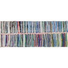 Apex Halı El Dokuması Vintage Yün Pamuk Çizgili Çaput Halı 122 x 317 cm