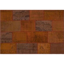 Apex Halı El Dokuması Patchwork Vintage Yün-Pamuk Kahve Halı 33958 160 x 230 cm