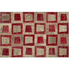 Apex Halı El Dokuması Patchwork Vintage Yün-Pamuk Kırmızı Halı 21557 160 x 233 cm