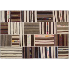 Apex Halı El Dokuması Patchwork Vintage Yün-Pamuk Çizgili Halı 2222 160 x 230 cm