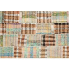 Apex Halı El Dokuması Patchwork Vintage Yün-Pamuk Çizgili Halı 36349 146 x 213 cm