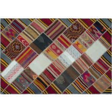 Apex Halı El Dokuması Patchwork Vintage Yün-Pamuk Naturel Halı 25282 158 x 232 cm
