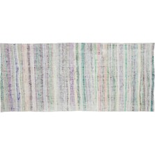 Apex Halı El Dokuması Vintage Yün-Pamuk Çizgili Çaput Halı 31721 140 x 310 cm