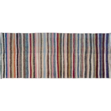 Apex Halı El Dokuması Vintage Yün-Pamuk Çizgili Çaput Halı 32490 127X311 cm