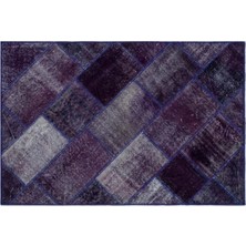 Apex Halı El Dokuması Patchwork Vintage Yün-Pamuk Mor Halı 26251 120 x 180 cm