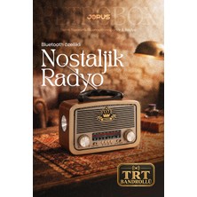 Jopus Taşınabilir Şarjlı Nostaljik Görünümlü Bluetooth Hoparlör FM Radyo USB SD Aux MP3 Destekli Klasik Ahşap Kablosuz Speaker