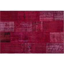 Apex Halı El Dokuması Patchwork Vintage Yün-Pamuk Kırmızı Halı 26258 120 x 180 cm