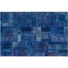 Apex Halı El Dokuması Patchwork Vintage Yün-Pamuk Mavi Halı 24856 120 x 182 cm