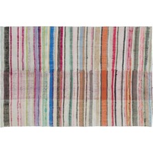 Apex Halı El Dokuması Vintage Yün-Pamuk Çizgili Çaput Halı 31905 167 x 247 cm