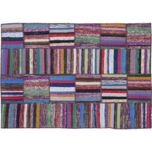 Apex Halı El Dokuması Patchwork Vintage Yün-Pamuk Çizgili Halı 1055 160 x 230 cm
