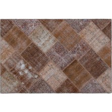 Apex Halı El Dokuması Patchwork Vintage Yün-Pamuk Kahve Halı 22240 120 x 180 cm