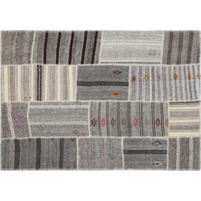 Apex Halı El Dokuması Patchwork Vintage Yün-Pamuk Çizgili Halı 1383 160 x 230 cm