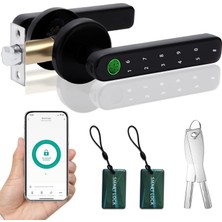 Odea Tr Wah Lın Parts Parmak Izi Akıllı Kapı Kilidi, Uygulamalı, Kodlu, Yedek Anahtarlı, Biyometrik Kapı Kilidi, Ev, Otel Ofis, Daire, Yatak Odası Için Saplı (Siyah)