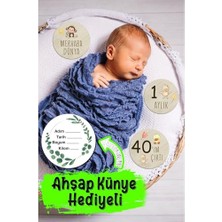 Pratik Ev Ahşap Türkçe Aylık Plak Seti Bebek Fotoğraf Kartları, Yenidoğan Hediyesi, 8692016029681