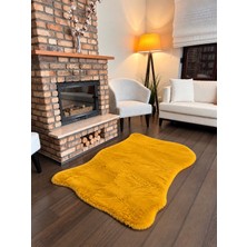 Doğuş Peluş Halı Ultra Soft Hardal Yumuşak Dokulu Peluş Halı Asimetrik