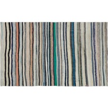 Apex Halı El Dokuması Vintage Yün-Pamuk Çizgili Çaput Halı 31698 203 x 338 cm