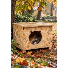 Reyo Yetişkin ve Yavru Kedi Evi İç ve Dış Mekana Uygun Kedi Evi, Sokak Kedileri İçin Yuva, Kedi Barınağı 50x35x30 cm CAT19