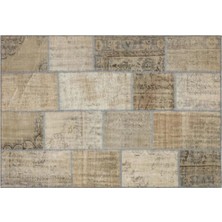 Apex Halı El Dokuması Patchwork Vintage Yün-Pamuk Bej Halı 35466 161 x 232 cm