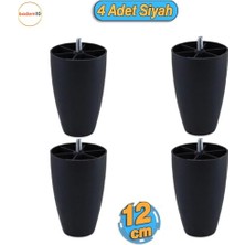 Pratik Ev Baza Ünite Yükseltici Destek Ayağı Ayakları 4 Adet 12 cm Siyah Oval Mobilya Dolap Kanepe Koltuk