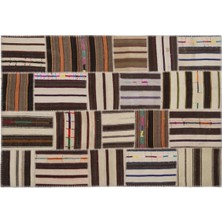 Apex Halı El Dokuması Patchwork Vintage Yün-Pamuk Çizgili Halı 2258 160 x 230 cm