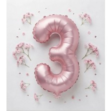 Çavuş E-Ticaret Pembe Rengi 3 Rakam Folyo Balon 76 cm 3 Yaş Balonu Doğum Günü