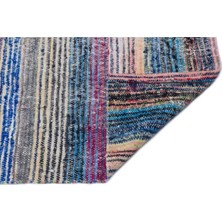 Apex Halı El Dokuması Vintage Yün-Pamuk Çizgili Çaput Halı 31948 135 x 315 cm