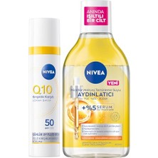 Pratik Ev Q10 SPF50 Güneş Koruyucu Yüz Bakım Kremi 40 ml ve Aydınlatıcı Micellar Makyaj Temizleme Suyu 400 ml