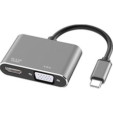 Pratik Ev 4728 USB Type-C To HDMI VGA 3.1 4K Çevirici Dönüştürücü Adaptör