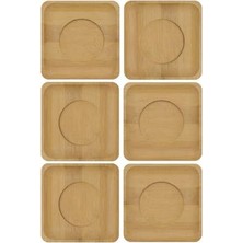 Pratik Ev 10 x 10 cm Bambu Çay Tabağı Altlığı, Kare, 6 Parça, Bej