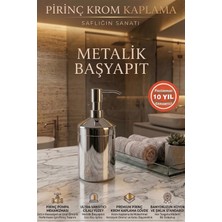 Banyom Home Lüks Paslanmaz Pirinç Pompalı Krom Tezgah Üstü Sıvı Sabunluk (10 Yıl Paslanmaz Garantili)