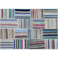 Apex Halı El Dokuması Patchwork Vintage Yün-Pamuk Çizgili Halı 25424 160 x 230 cm