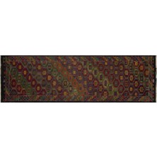 Apex Halı El Dokuması Vintage Yün-Pamuk Geometric Halı 34070 114 x 380 cm