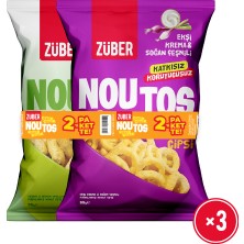 Züber Noutos Ekşi Krema ve Soğan 55g x 3 Adet + Yoğurt ve Mevsim Yeşillikleri 55g x 3 Adet Nohut Cipsi