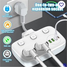 Epilons Akım Korumalı 2’li Ayrı Anahtarlı Priz, 2x Priz, 3x Usb, 1x Type-c, 2 Mt Kablo, Hızlı Şarj