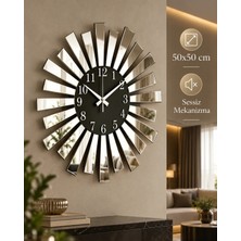AA Shop Siyah Gümüş Aynalı Pleksi Piyano Model Sayılı Ev Hediyelik Duvar Saati