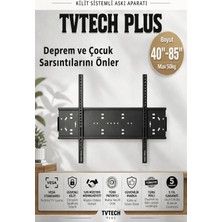 TVTECHPLUS Tv Duvar Askı Aparatı I 85"-80"-75"-70"-65"-60"-55"-50"-45"-40" I Evrensel Uyum I Deprem ve Çocuk Kilitli I  Mini Terazi I Kavisli/Curved I Yerli Üretim I Max Vesa 700x500